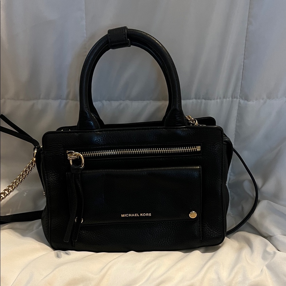 Michael Kors Black Satchel with Gold Accents